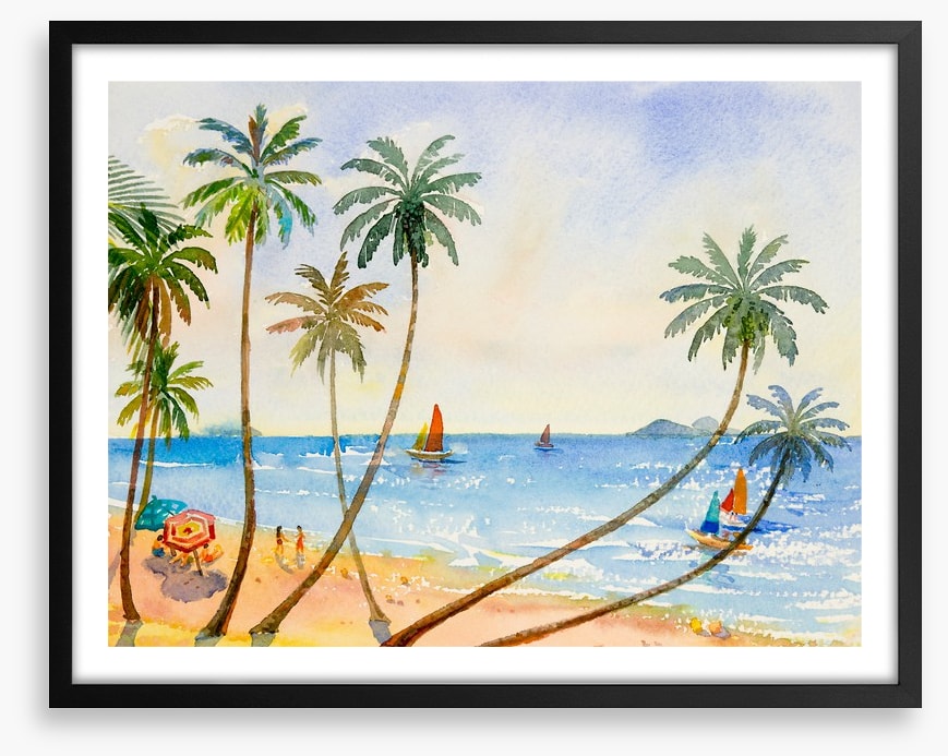 Between the palms