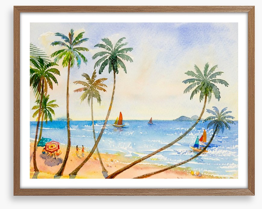 Between the palms