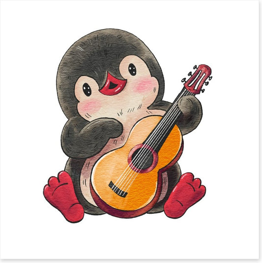 Pingu plays guitar