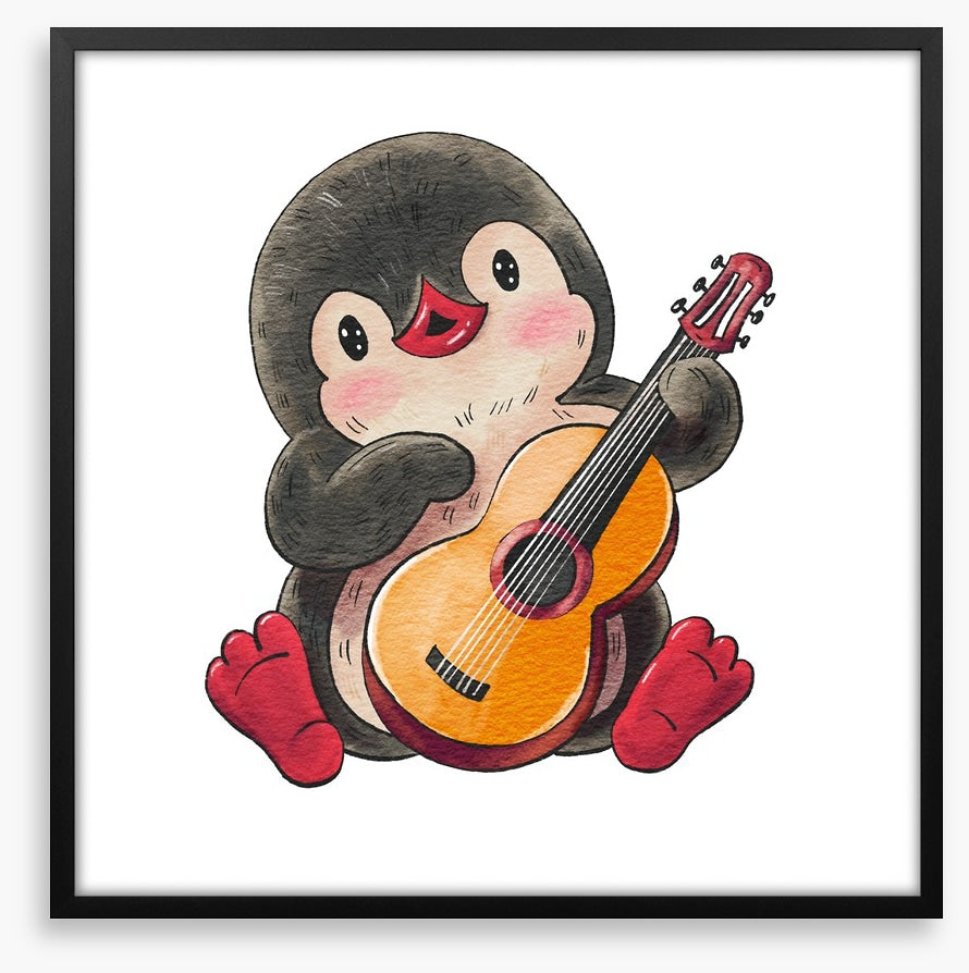 Pingu plays guitar