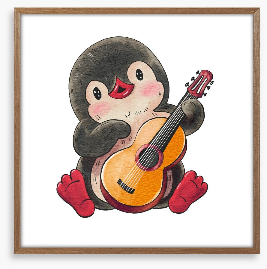 Pingu plays guitar