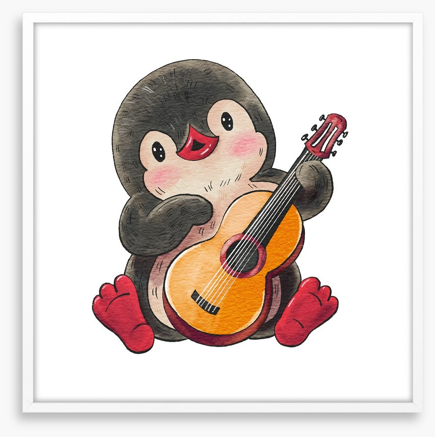 Pingu plays guitar