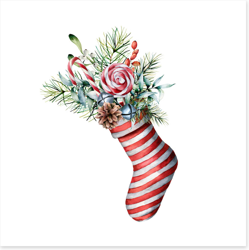 In the striped stocking