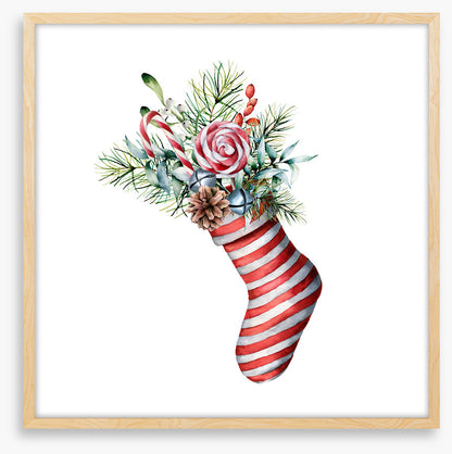 In the striped stocking