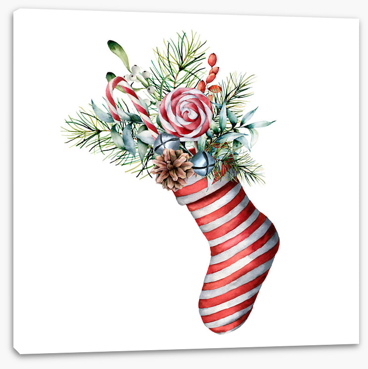 In the striped stocking