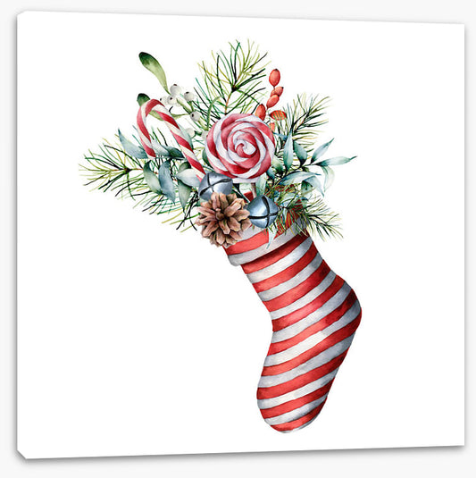 In the striped stocking