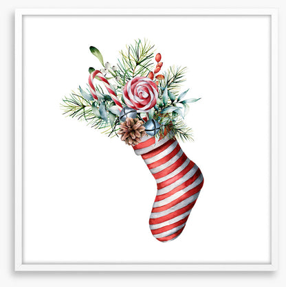 In the striped stocking