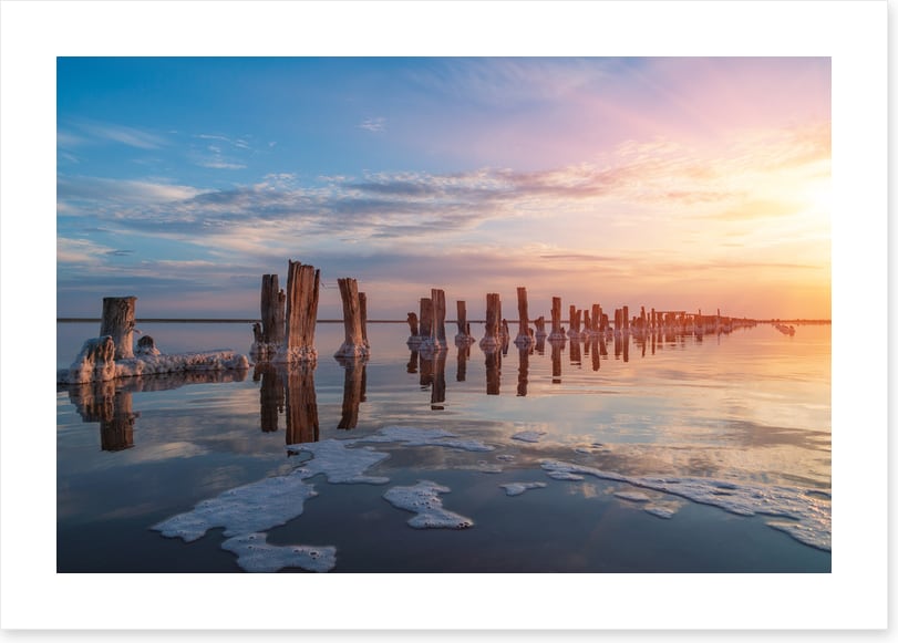 Salty lake sunset