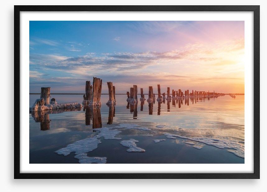 Salty lake sunset