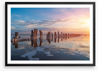 Salty lake sunset