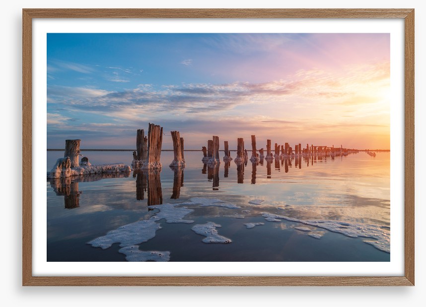 Salty lake sunset