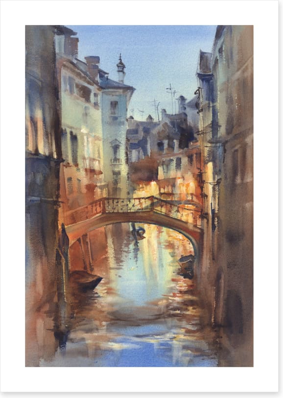 Blue evening canal