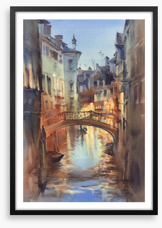 Blue evening canal