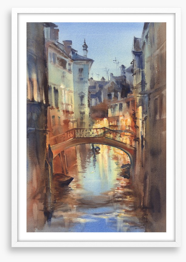 Blue evening canal