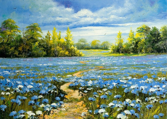 Blossoming cornflowers