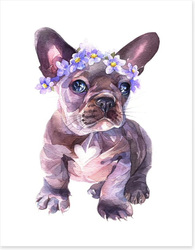 Flower crown Frenchie