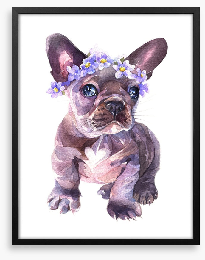 Flower crown Frenchie