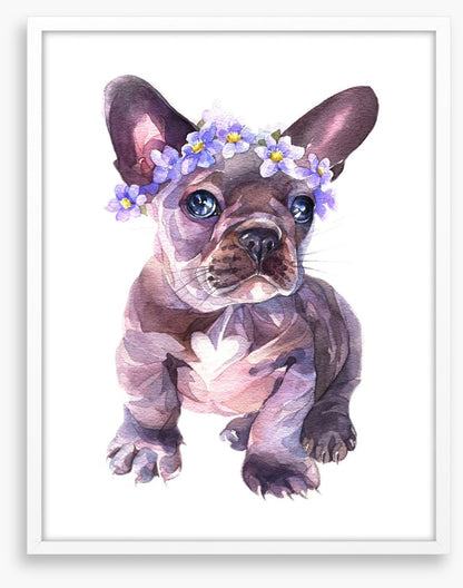 Flower crown Frenchie