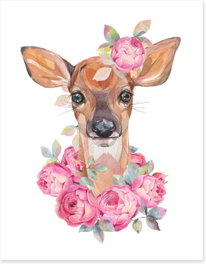 Fawn with flowers