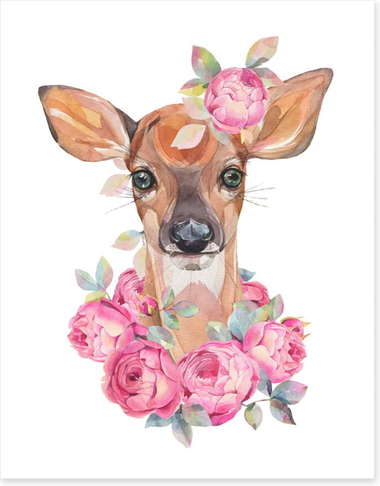 Fawn with flowers