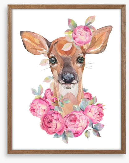 Fawn with flowers