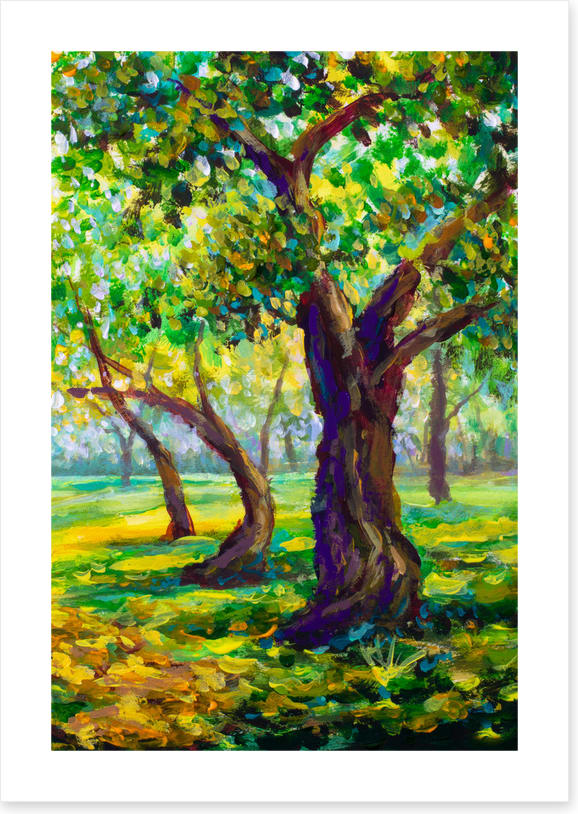 Sunny green oaks