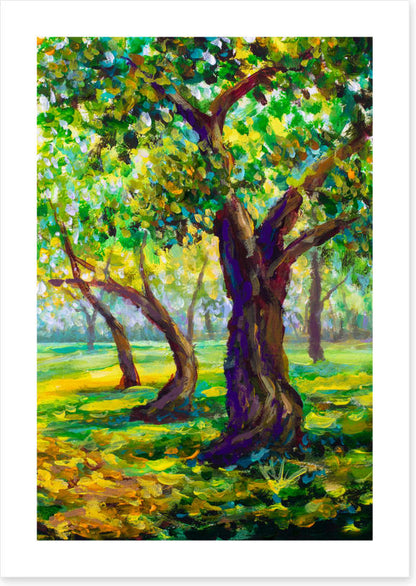Sunny green oaks
