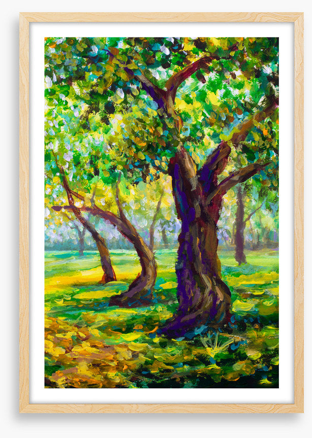 Sunny green oaks
