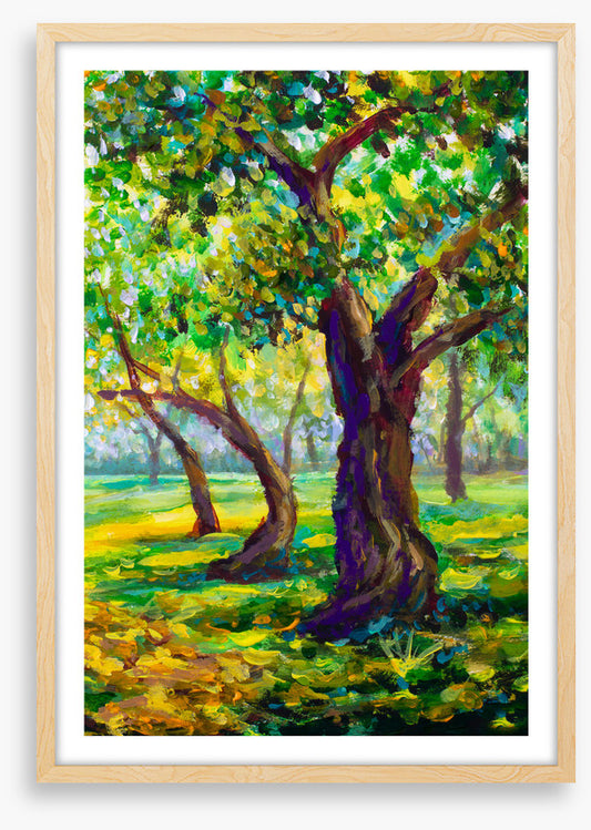 Sunny green oaks