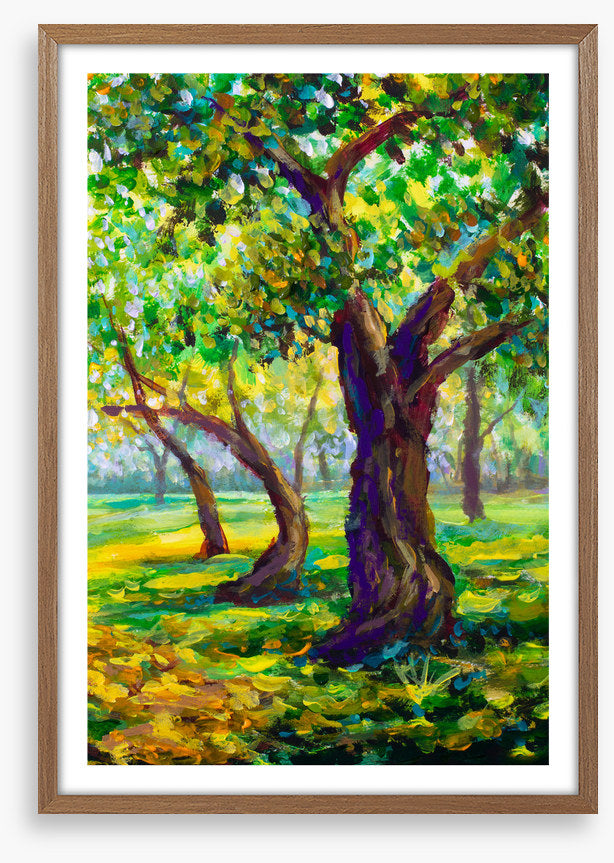 Sunny green oaks