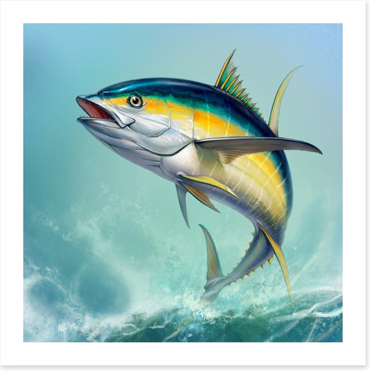 Yellow tuna jump