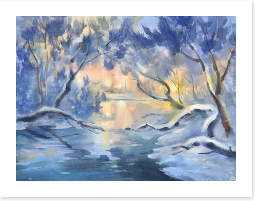 Snowy river dusk