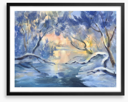 Snowy river dusk