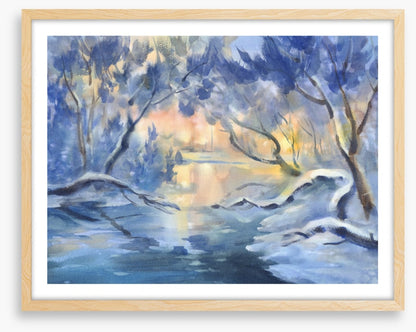 Snowy river dusk