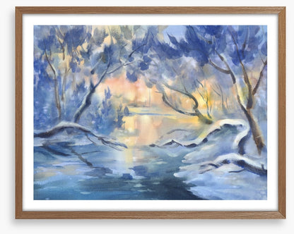 Snowy river dusk