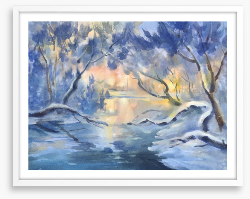 Snowy river dusk
