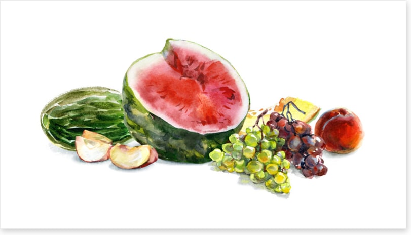 With the watermelon