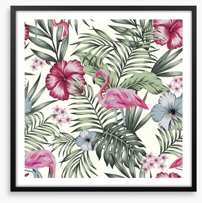 Flamingo in the ferns