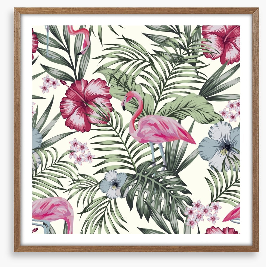 Flamingo in the ferns