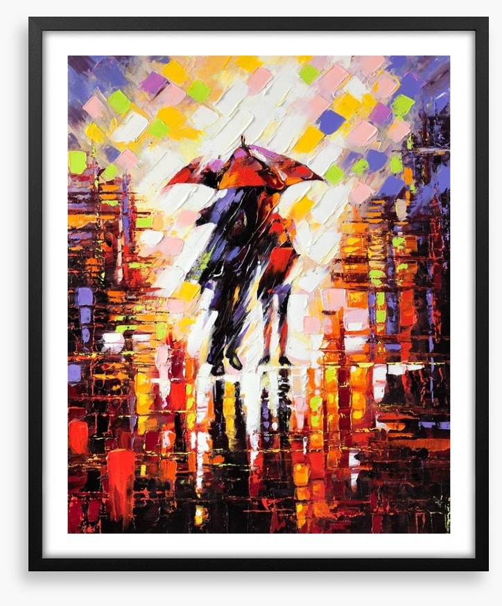 Under an umbrella