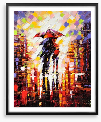 Under an umbrella