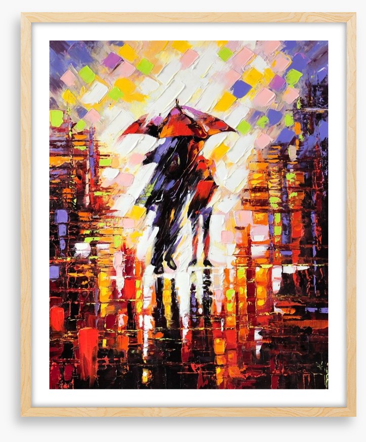Under an umbrella