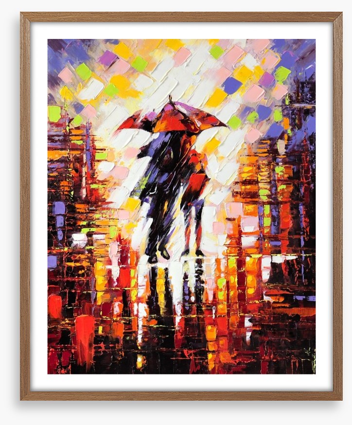 Under an umbrella