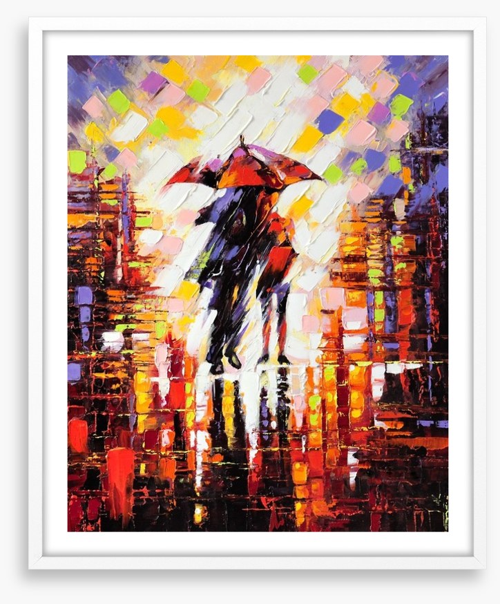 Under an umbrella