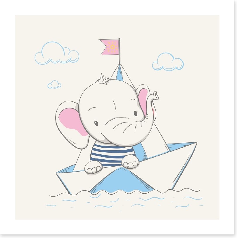 Elephant sets sail