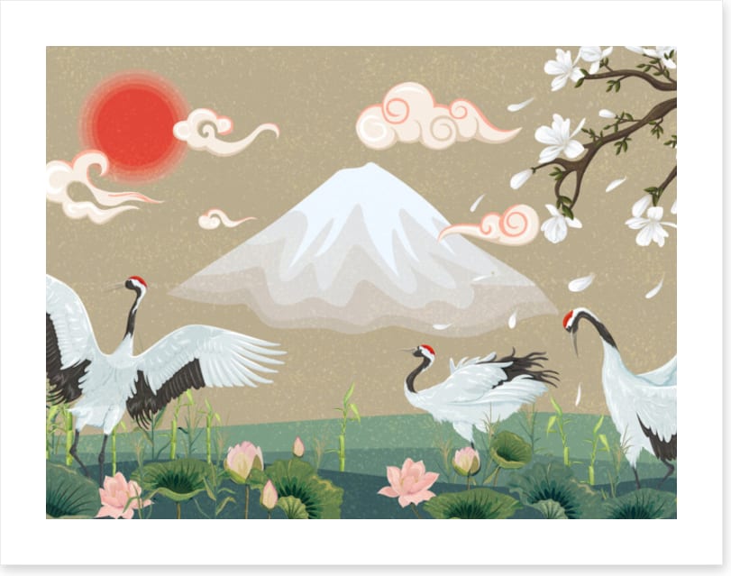 Magnolia garden cranes