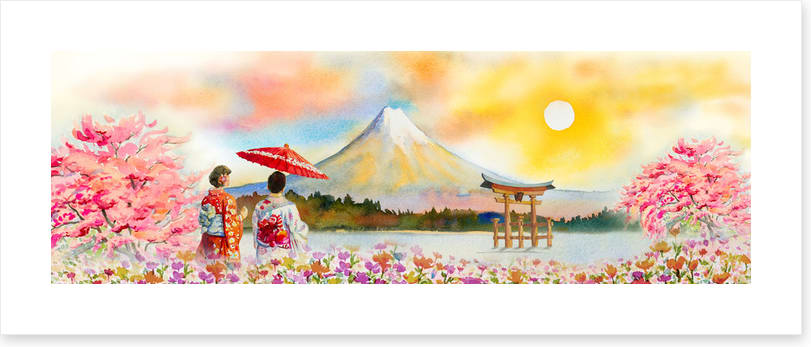 Sakura sunset panorama