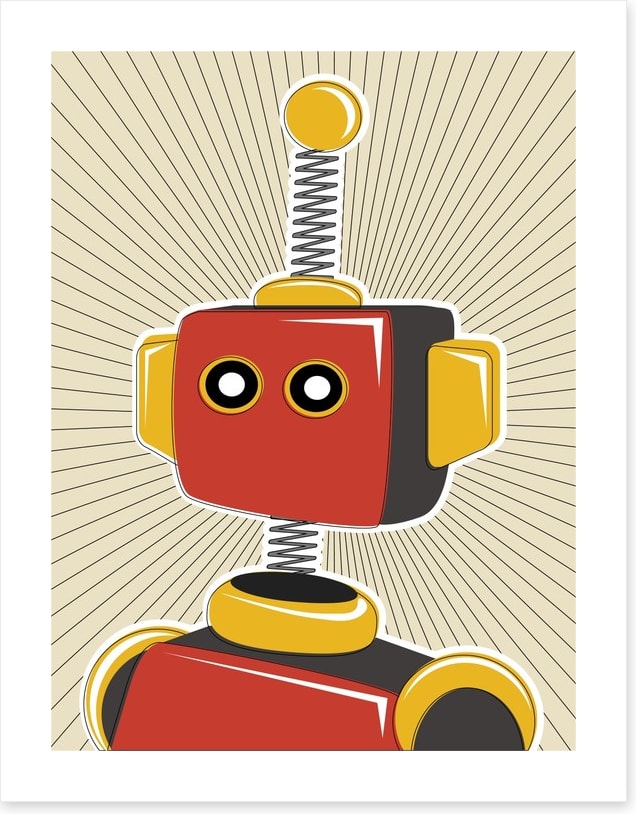 Retro robot in red