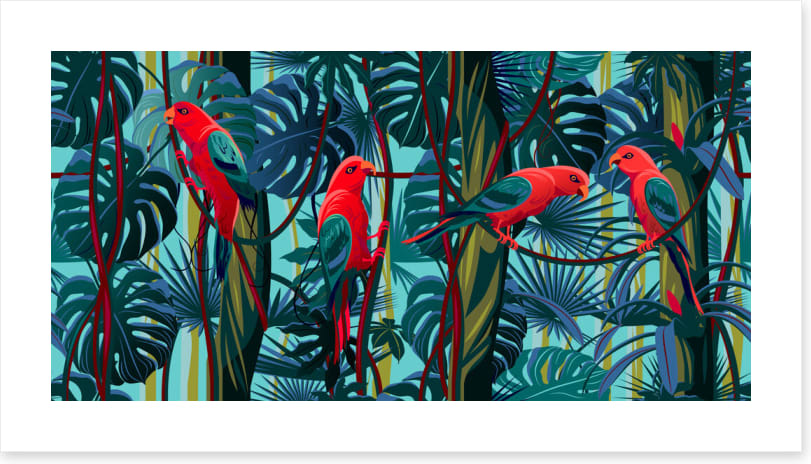 Parrots on the vine