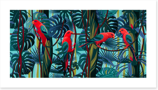 Parrots on the vine